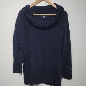 Chaps Women's Dark Blue Cowl Neck Sweater